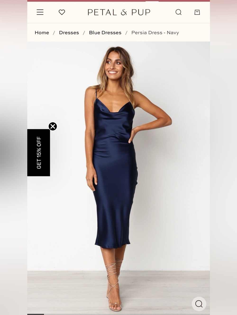 Petal & Pup Navy Cowl Slip Midi Dress